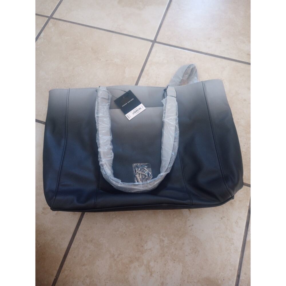 Simply Vera Vegan Leather Handbag Lavey Raddix Tote Bag Ombre Black And Gray